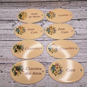 Vintage French Enamel Oval Metal Door Plaque - 8
